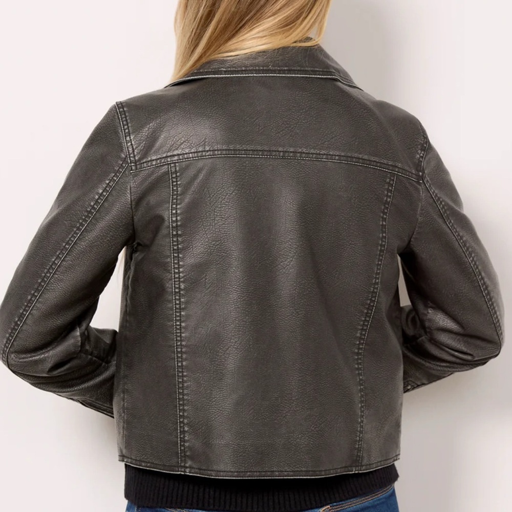VEDA Distressed Moto Faux Leather Jacket NWT - Picture 7 of 14